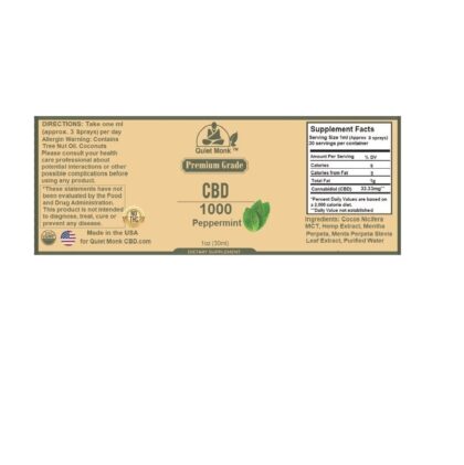 Quiet Monk CBD Oil 1000mg Peppermint Label