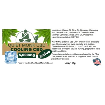 CBD Salve 5000mg Cooling Ingredient Label