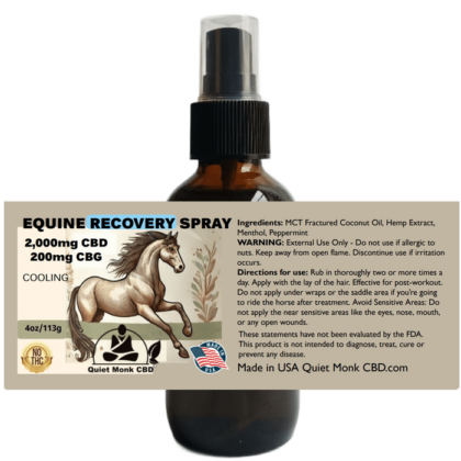 Equine CBD Recovery Spray Liniment Label