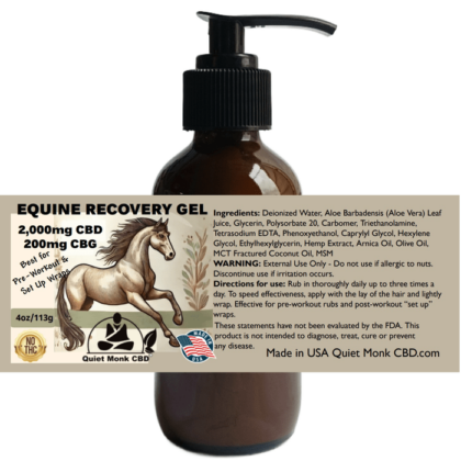 Quiet Monk Equine Horse Recovery Gel Label